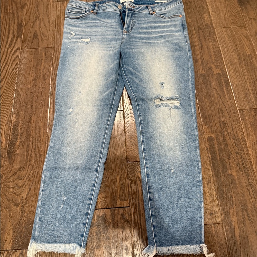 Dear John Light Blue Distressed Joyrich Skinny Jeans Womens  size 32
